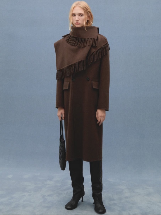 Mango Jackets & Blazers - Mango WOOL COAT WITH FRINGED SCARF